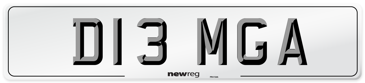 D13 MGA Number Plate from New Reg